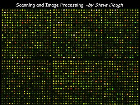Scanning and Image Processing -by Steve Clough. GSI Lumonics cDNA microarrays use two dyes with well separated emission spectra such as Cy3 and Cy5 to.