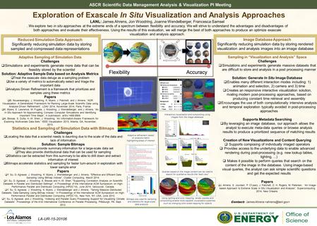 ASCR Scientific Data Management Analysis & Visualization PI Meeting Exploration of Exascale In Situ Visualization and Analysis Approaches LANL: James Ahrens,