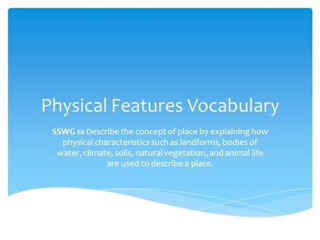 Physical Features Vocabulary