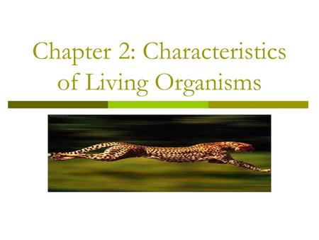 Chapter 2: Characteristics of Living Organisms