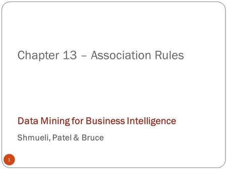 Chapter 13 – Association Rules
