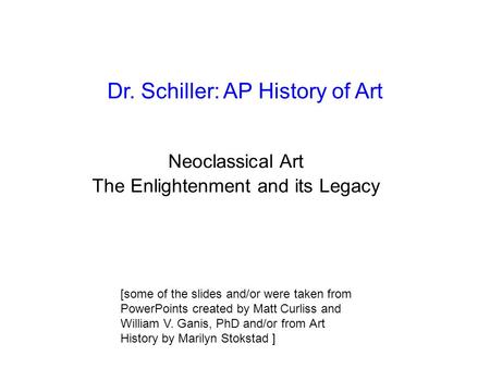 Dr. Schiller: AP History of Art
