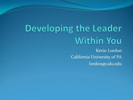 Kevin Lordon California University of PA