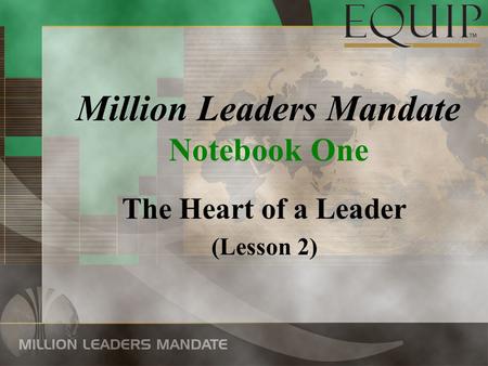 Million Leaders Mandate Notebook One