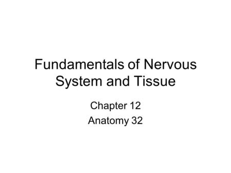 Fundamentals of Nervous System and Tissue