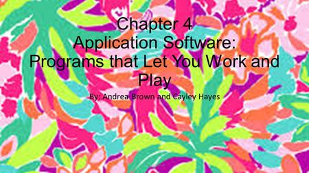 Chapter 4 Application Software: Programs that Let You Work and Play
