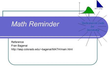 Math Reminder Reference Fran Bagenal