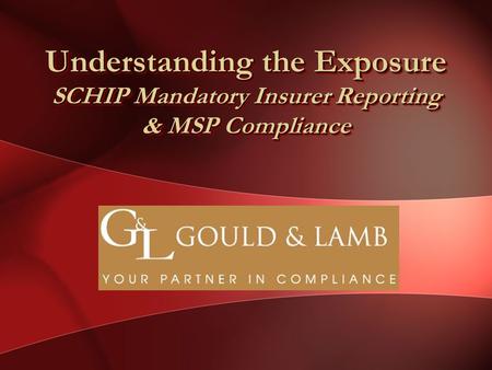 Understanding the Exposure SCHIP Mandatory Insurer Reporting & MSP Compliance.