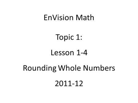 Rounding Whole Numbers