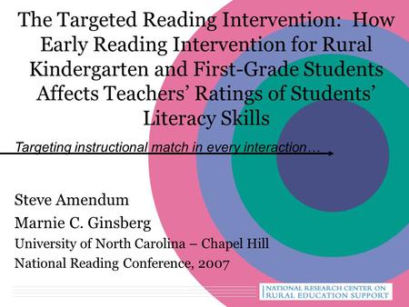 The Targeted Reading Intervention: How Early Reading Intervention for Rural Kindergarten and First-Grade Students Affects Teachers’ Ratings of Students’
