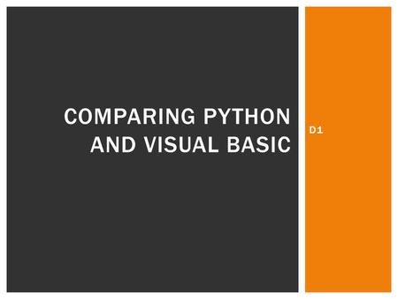 Comparing Python and Visual Basic
