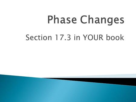 Phase Changes Section 17.3 in YOUR book.