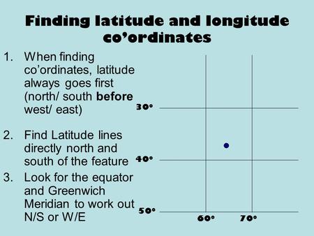 Finding latitude and longitude co’ordinates