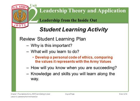 Student Learning Activity
