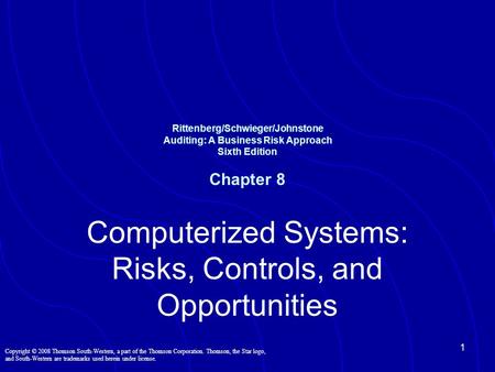 Computerized Systems: Risks, Controls, and Opportunities