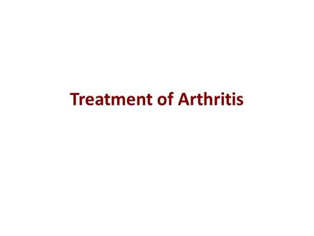 Treatment of Arthritis.  Arthritis is a form of joint disorder that involves inflammation of one or more joints. inflammation  There are over 100 different.