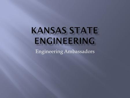 Engineering Ambassadors.  Lawrence High graduate of 2008  Sophomore in Industrial Engineering with a Business and Manufacturing minor  Executive member.