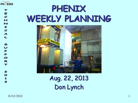 8/22/2013 1 PHENIX WEEKLY PLANNING Aug. 22, 2013 Don Lynch.