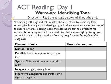 ACT Reading: Day 1 Warm-up: Identifying Tone