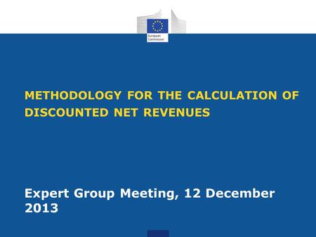 METHODOLOGY FOR THE CALCULATION OF DISCOUNTED NET REVENUES Expert Group Meeting, 12 December 2013.