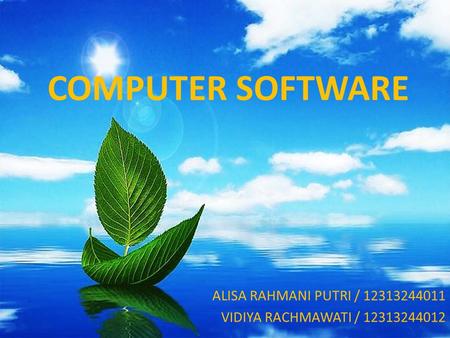 COMPUTER SOFTWARE ALISA RAHMANI PUTRI / 12313244011 VIDIYA RACHMAWATI / 12313244012.