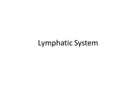Lymphatic System.