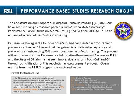 The Construction and Properties (CAP) and Central Purchasing (CP) divisions have been working as research partners with Arizona State University’s Performance.