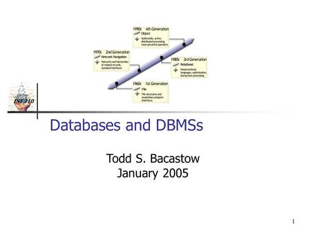 IST 210 1 Databases and DBMSs Todd S. Bacastow January 2005.