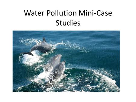 Water Pollution Mini-Case Studies. Topics Group 1:Exxon Valdez oil spill Group 2: BP Gulf oil spill Group 3: India’s Ganges River Group 4: Great Pacific.