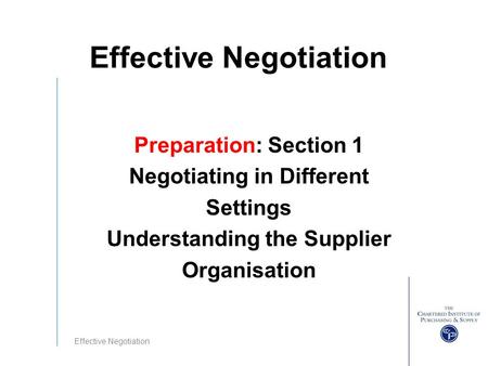 Effective Negotiation