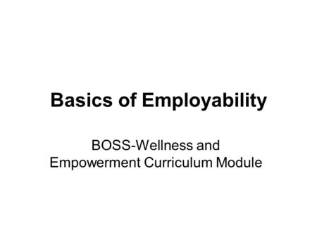 Basics of Employability