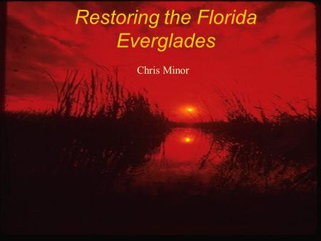 Restoring the Florida Everglades Chris Minor. Introduction to the Watershed.