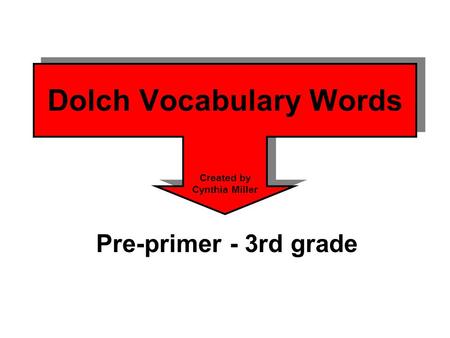 Dolch Vocabulary Words