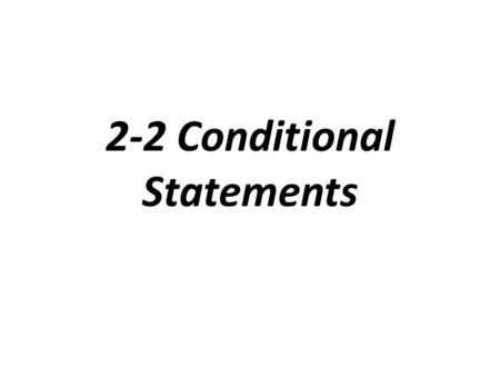 2-2 Conditional Statements