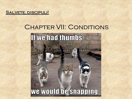 Salvete, discipuli! Chapter VII: Conditions Salvete, discipuli! Chapter VII: Conditions.