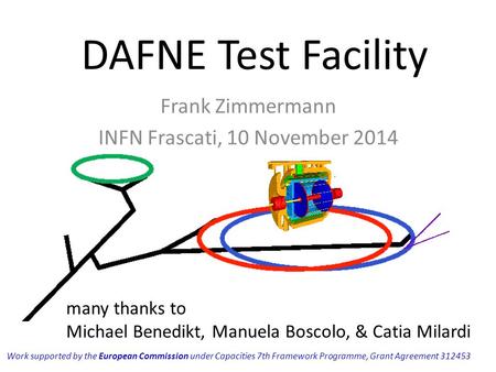 DAFNE Test Facility Frank Zimmermann INFN Frascati, 10 November 2014 many thanks to Michael Benedikt, Manuela Boscolo, & Catia Milardi Work supported by.