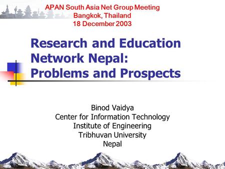 Research and Education Network Nepal: Problems and Prospects
