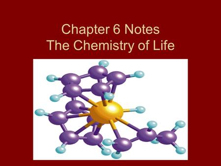 Chapter 6 Notes The Chemistry of Life