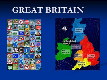 GREAT BRITAIN. About Great Britain Great Britain(GB)consists of England, Scotland and Wales. Great Britain(GB)consists of England, Scotland and Wales.