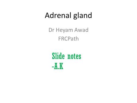 Adrenal gland Dr Heyam Awad FRCPath Slide notes -A.K.
