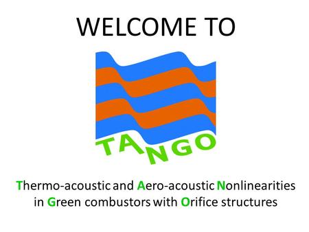 WELCOME TO Thermo-acoustic and Aero-acoustic Nonlinearities in Green combustors with Orifice structures.