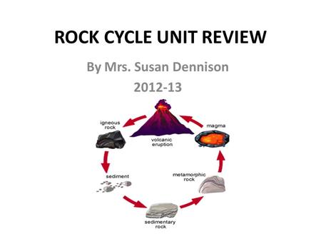 ROCK CYCLE UNIT REVIEW By Mrs. Susan Dennison 2012-13.