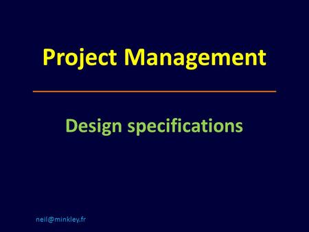 Project Management Design specifications