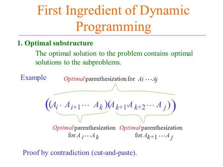 First Ingredient of Dynamic Programming