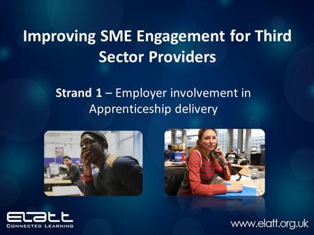 Improving SME Engagement for Third Sector Providers Strand 1 – Employer involvement in Apprenticeship delivery.