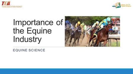 Importance of the Equine Industry EQUINE SCIENCE.