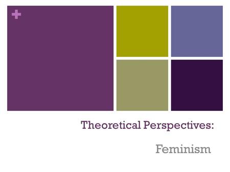 + Theoretical Perspectives: 1 Feminism + Most feminists believe that the family oppresses women and keeps men in power Feminists believe that society.