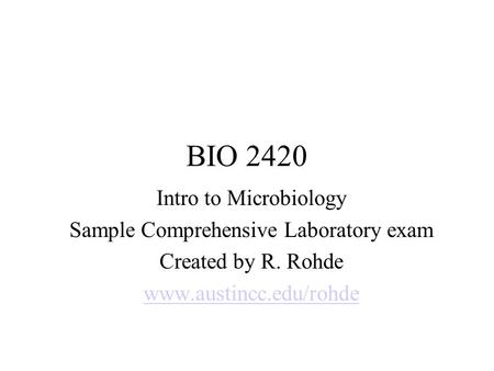 Sample Comprehensive Laboratory exam