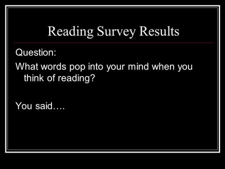 Reading Survey Results