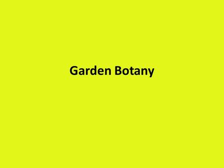 Garden Botany. Definitions Botany is the science or study of plants Horticulture is the science and art of cultivating flowers, fruits, vegetables, grass,